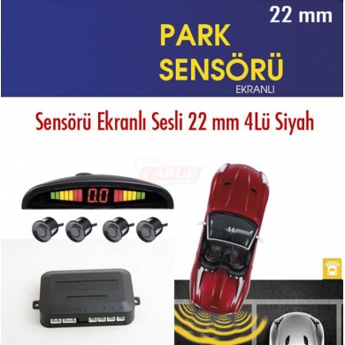 Park Sensörü Ekranlı Sesli 22mm 4Lü Siyah
