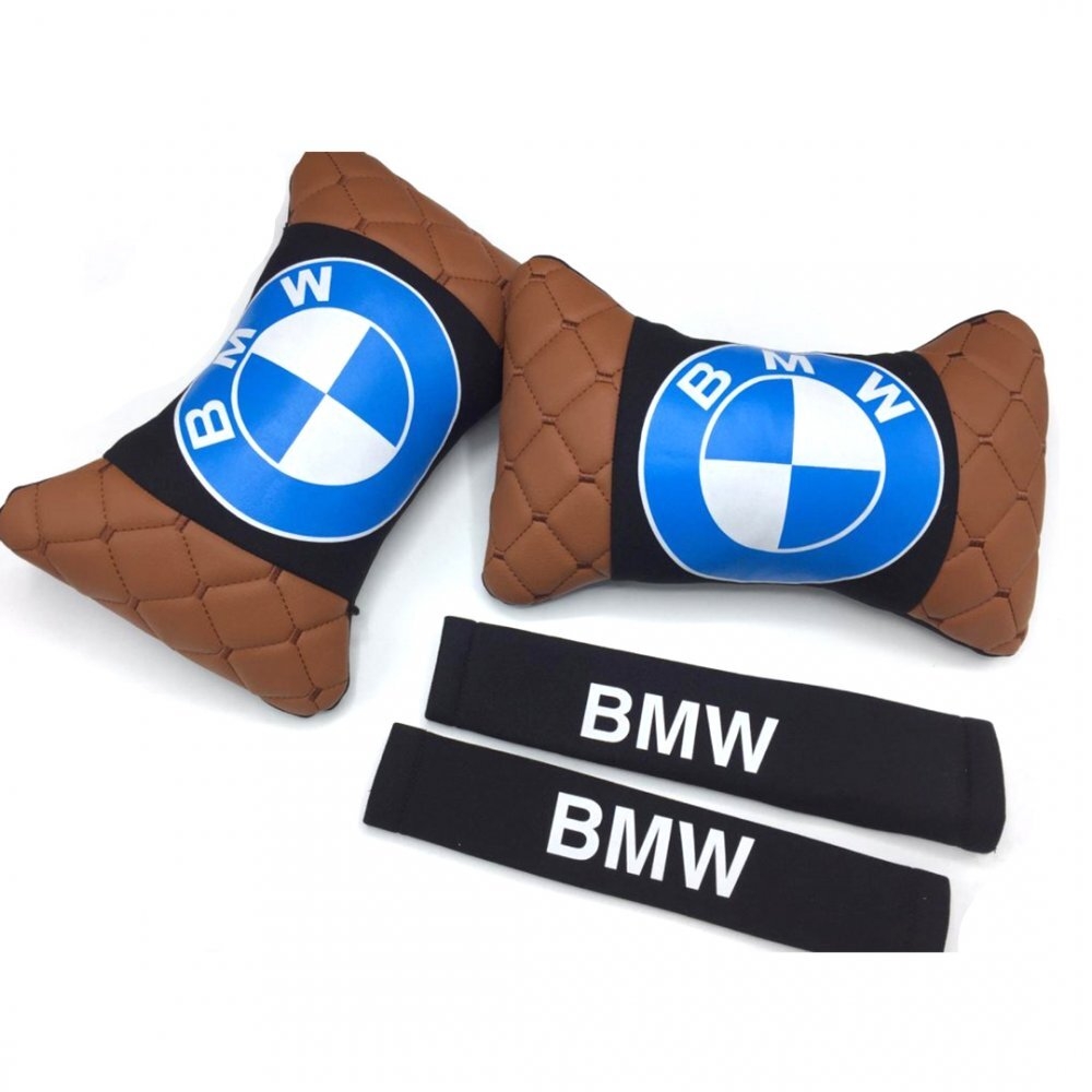 Bmw Logolu Boyun Yastığı ve Emniyet Kemer Kılıfı Kahverengi Siyah Fiyat ve  Modelleri